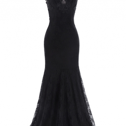 Elegant Long Prom Dresses Floor Length Black Party..