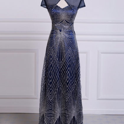 Navy Blue Party Dresses Evening Gowns Bling..