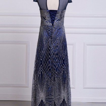 Navy Blue Party Dresses Evening Gowns Bling..