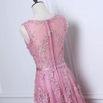 Robe De Soiree Dust Pink Appliques Beading Sexy..