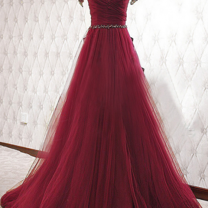 Beaded A Line Wedding Guests Gowns Red Evening..