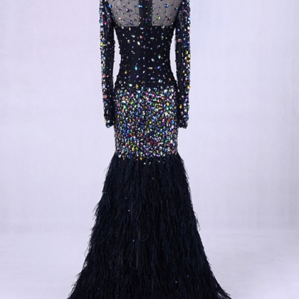 Haute Couture Evening Party Dresses Feathers Bling..