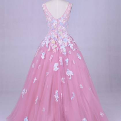 Floral Long Evening Dress Vintage Lace Scoop..