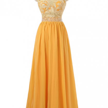 Orange Evening Dresses A-line Chiffon Lace Beaded..