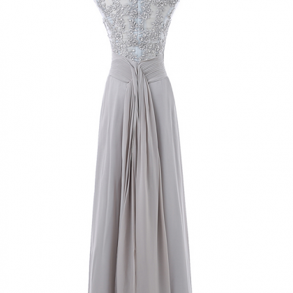 Silver Evening Dresses A-line Cap S..