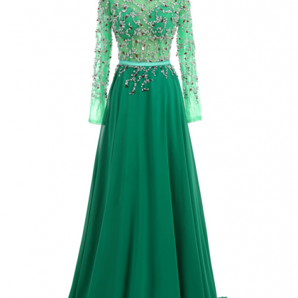 Luxurious Prom Dresses A-line Long Sleeves Open..
