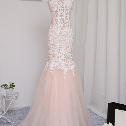 Champagne Prom Dresses Mermaid See Through Tulle..