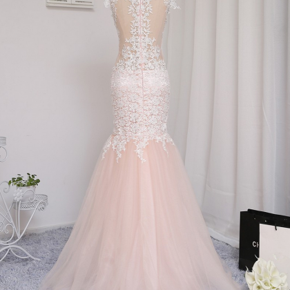 Champagne Prom Dresses Mermaid See Through Tulle..