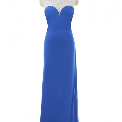 Royal Blue Prom Dresses Sheath Floor Length See..