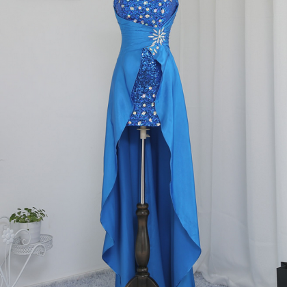 Royal Blue Prom Dresses Sheath Sequins Crystals Hi..