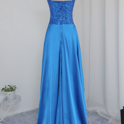 Royal Blue Prom Dresses Sheath Sequins Crystals Hi..