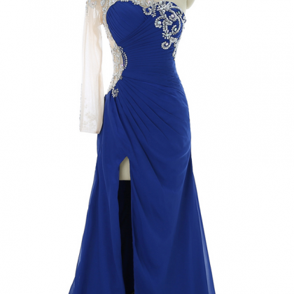Royal Blue Prom Dresses Mermaid One-shoulder..