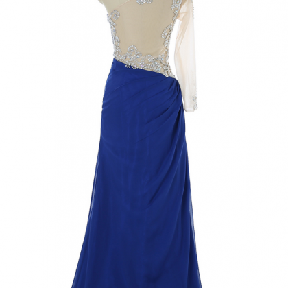 Royal Blue Prom Dresses Mermaid One-shoulder..