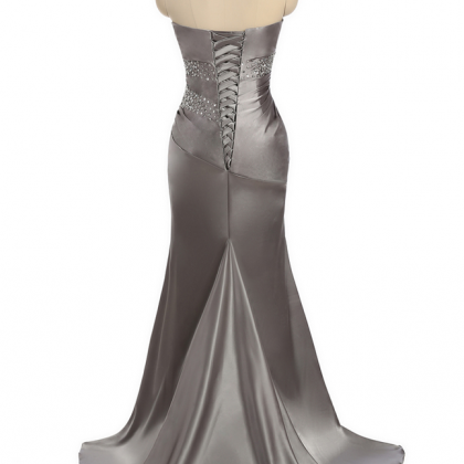 Gray Prom Dresses Mermaid Sweetheart Sweep Train..