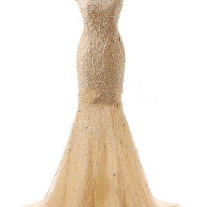 Gorgeous Champagne Mermaid Evening Dresses Real..