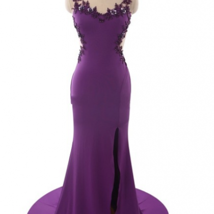 Purple Formal Party Gowns Long Evening Dresses..