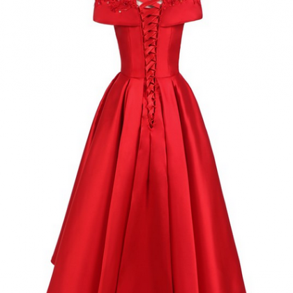 Elegant Women Front Short Back Long Red Ball Gown..