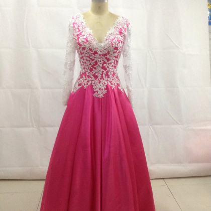 Real Photo Two Tone Lace Ball Gown Taffeta Evening..
