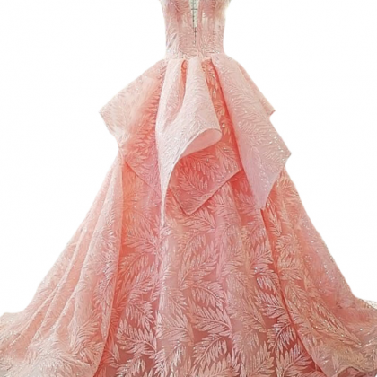 Luxury Pink Evening Dress High-end Lace Embroidery..