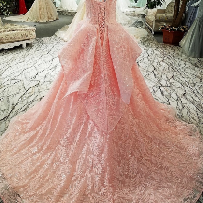 Luxury Pink Evening Dress High-end Lace Embroidery..