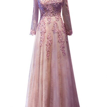 Evening Dress The Bride Banquet Sweet Pink Lace..