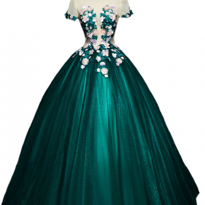 The Banquet Elegant Prom Dress Green Lace Flower..