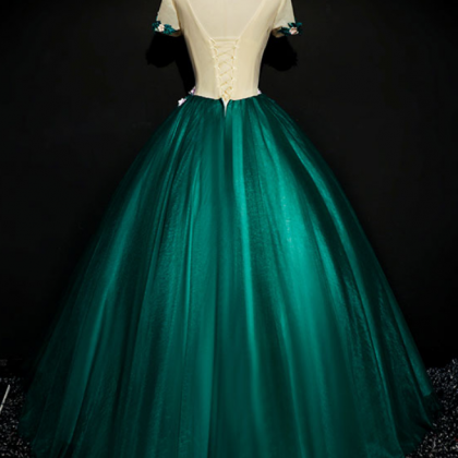 The Banquet Elegant Prom Dress Green Lace Flower..