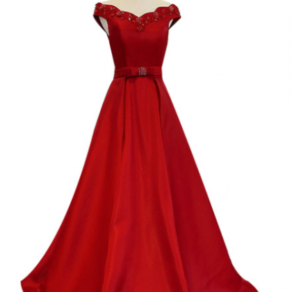 Red Evening Dress The Bride Married Luxury Satin..
