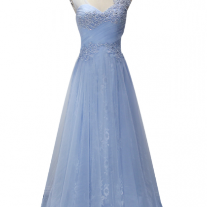 Evening Dress Sweet Light Blue Lace Embroidery..