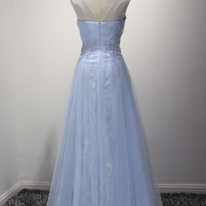 Evening Dress Sweet Light Blue Lace Embroidery..
