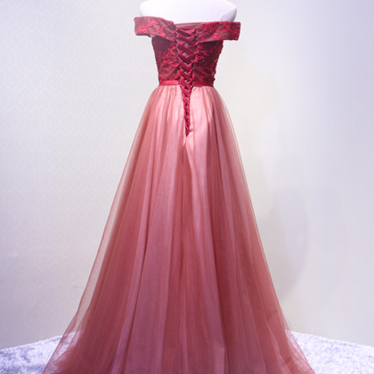 Wine Red Lace Evening Dress Bride Banquet..