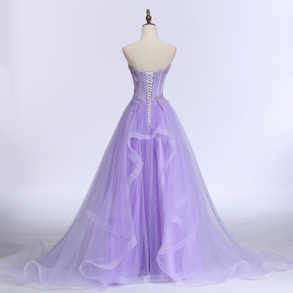 Sweet Banquet Light Purple Lace Long Evening Dress..