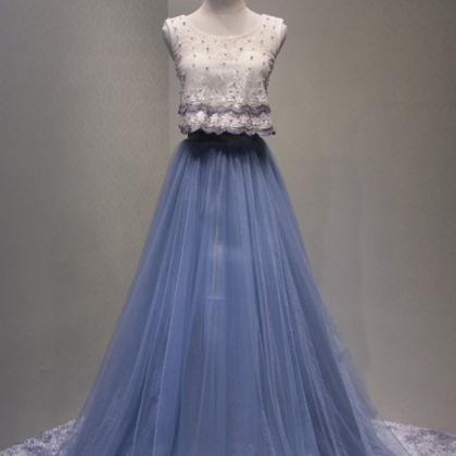 The Bride Banquet Elegant Long Evening Dress Blue..