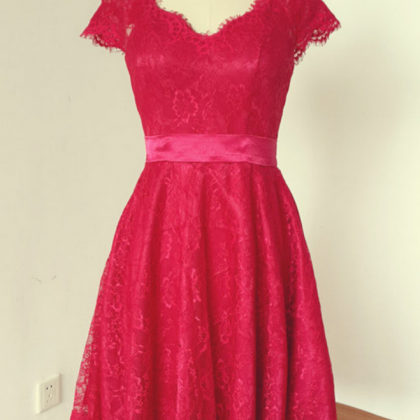 Red Homecoming Dress,lace Homecoming Dress,lace..