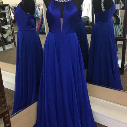 Royal Blue Prom Dress,halter Prom Dress,long..