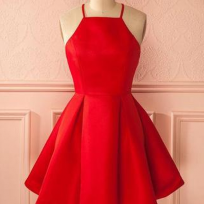 Short Straps Red Homecoming Dress For Girls,halter..