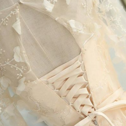 A-line Crew Above-knee Half Sleeves Tulle..