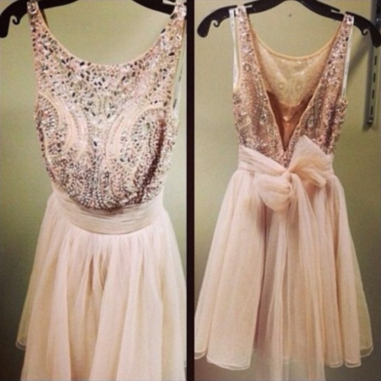 Luxury Beaded Sexy Short Prom Dresses Pink Party..