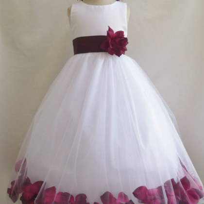 Flower Girl Dresses With Purple Rose Petal Dress..