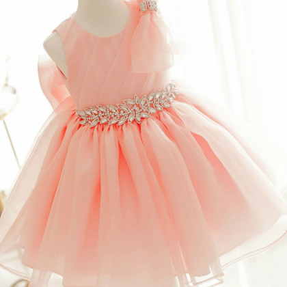 Flower Girl Dress, Orange Birthday Dress, Light..