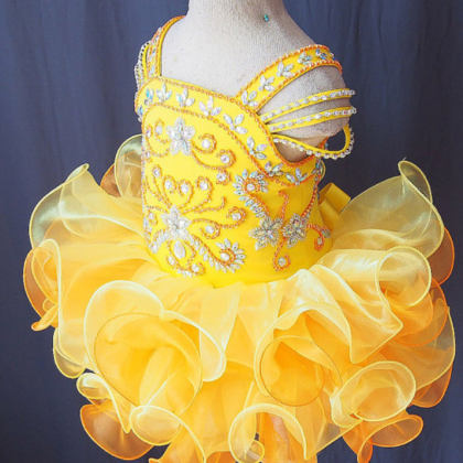 Flower Girl Dresses Ruffled Yellow Toddler Gir..