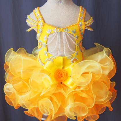 Flower Girl Dresses Ruffled Yellow Toddler Gir..