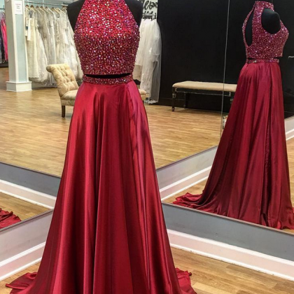 Two Pieces Prom Dresses,real Made Prom Dress,long..
