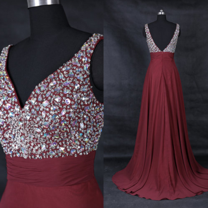 Crystal And Beads Empire Prom Dresses Long,prom..