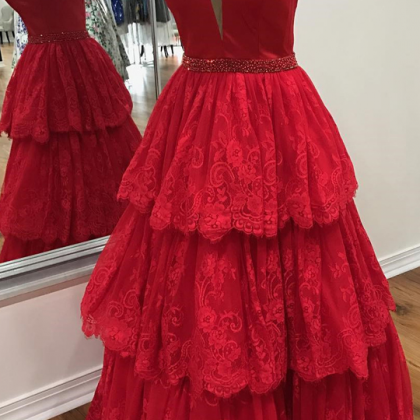 Prom Dress, Red Prom Dress, Sleeveless Prom Dress,..