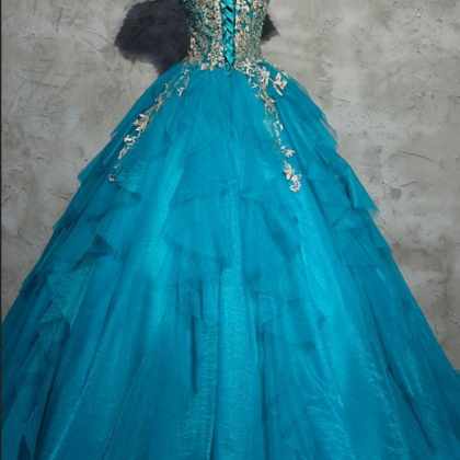 A-line Blue Short Sleeves Long Prom Dress, Pd3564
