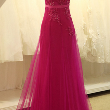 A Line Prom Dress, Tulle Prom Dress, Lace Flowers..