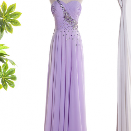 Lavender Chiffon One Shoulder Prom Dress , Prom..