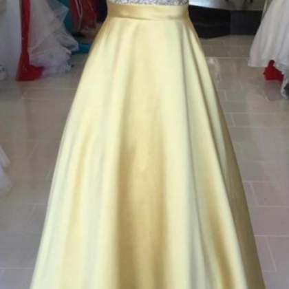Round Prom Dresses, Yellow Long Prom Dresses,..