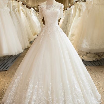 A-line Lace Wedding Dress, Tulle Wedding Dresses,..